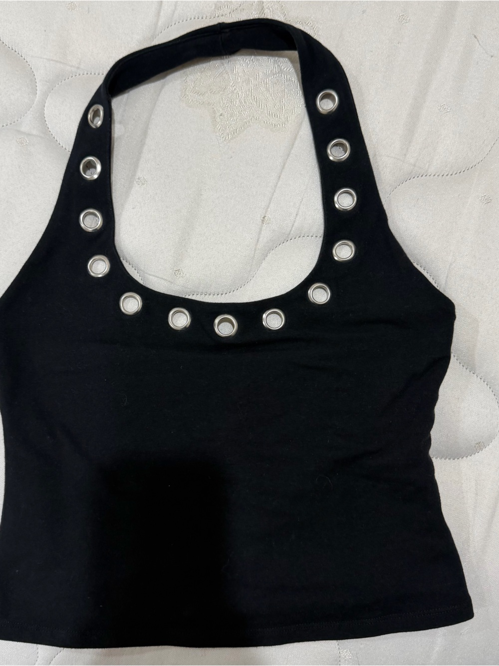 Reformation Black Grommet Halter Tank